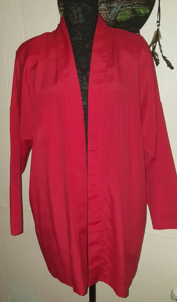 Red Vintage Open Front Blazer